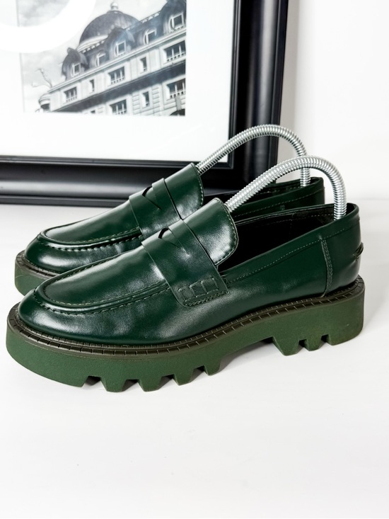 Zara Shoes - Zara Dark Forest Green Chunky Loafers Lug Sole Platform Shoes EU 38 (US 7–7.5)